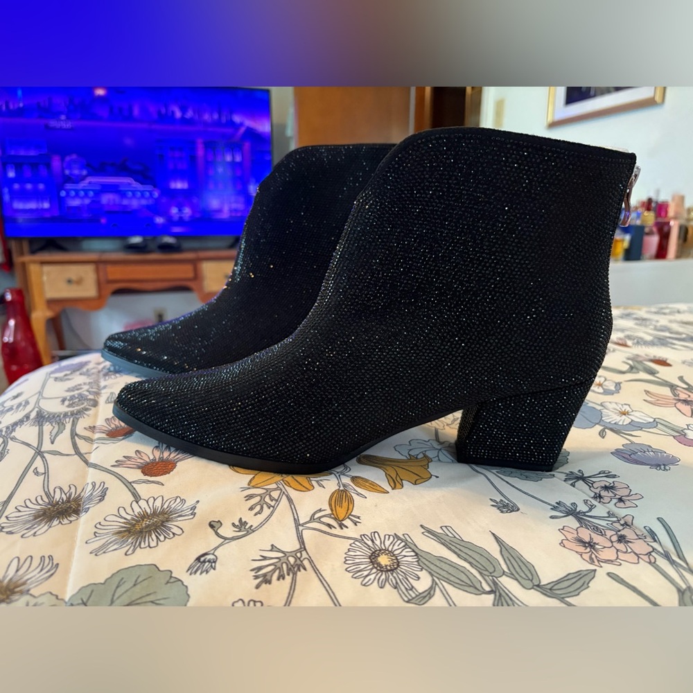 Black sparkly BLING Ankle Boots Size 11